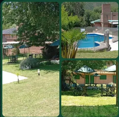 a group of four pictures of a yard with a pool at Costa Dorada in San Antonio de Arredondo