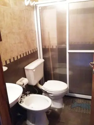 a bathroom with a toilet and a sink and a shower at MIralejos II in Villa Carlos Paz