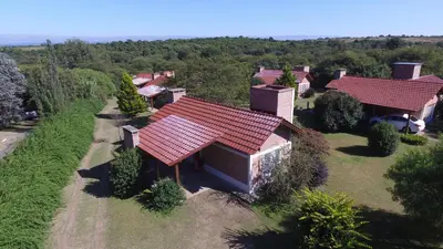 an overhead view of a house with a red roof at El Portillo in Villa General Belgrano