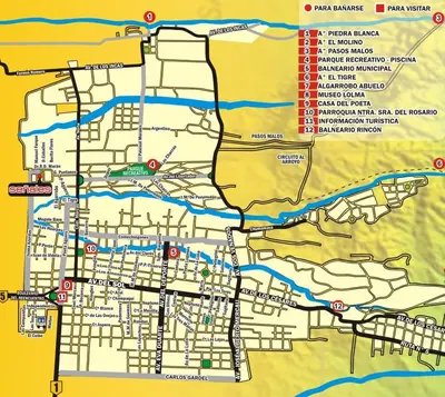 a map with red dots on it at Mi Refugio in Merlo