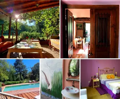 a collage of pictures of a house with a pool at Posada El Cortijo in San Javier