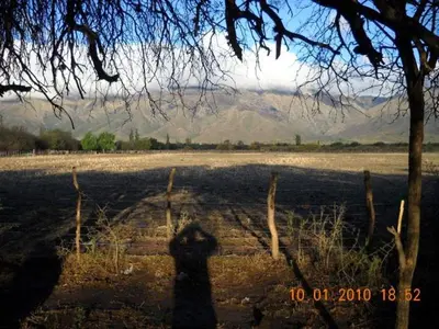 a shadow of a person standing in a field at Cabaña Tío Miguel in Los Molles