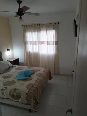 a bedroom with a bed and a ceiling fan at Villasol Temporario in Cordoba