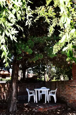 a white table and chairs under a tree at Chalet Tornasol in El Rincón