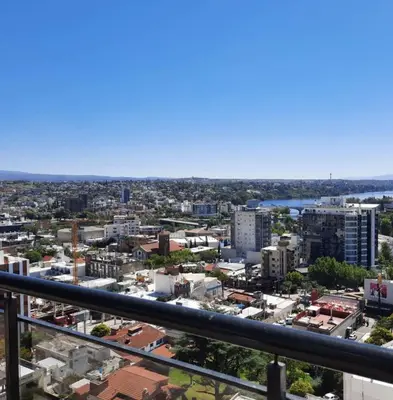 a view of the city from the balcony of a building at Miralejos 7 Turquesa in Villa Carlos Paz