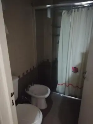 a bathroom with a toilet and a shower and a sink at VICTORIA PARK in Villa Carlos Paz