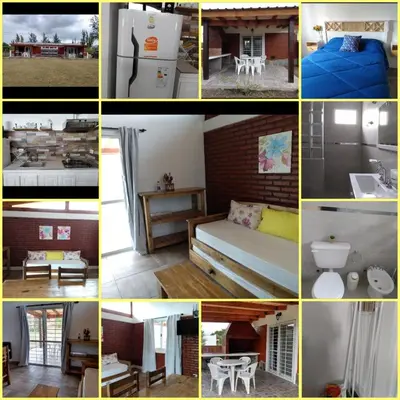 a collage of different pictures of a room at Cabañas Matices del Lago in Villa Ciudad Parque