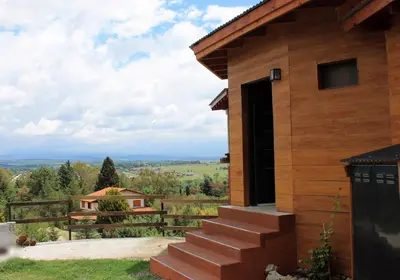 a view from the side of a house with stairs at Casas Pura Vida in Villa General Belgrano