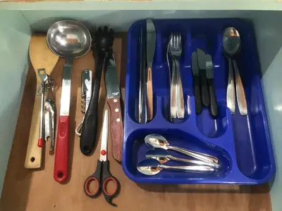 a tray of utensils sitting on top of a table at Casa Villa in Cordoba