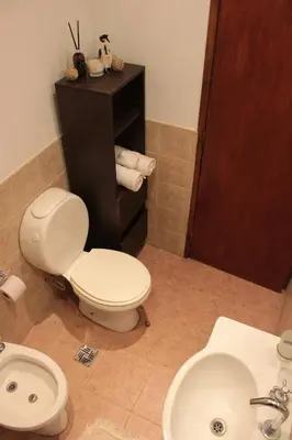 a bathroom with a toilet and a sink at DEPTO EN VILLA GRAL BELGRANO in Villa General Belgrano