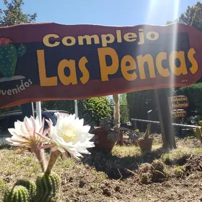 a sign for a las penacion with cactuses at Cabañas Las Pencas in Mina Clavero