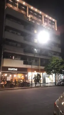 a street light in front of a building at night at DPTO ALTA CORDOBA in Cordoba
