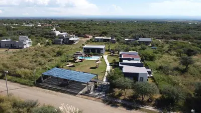 an aerial view of a house with a solarium at La Guarida del Zorro in Merlo