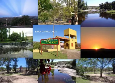 a collage of photos of different places at Cabañas El Refugio de Juan in Mina Clavero