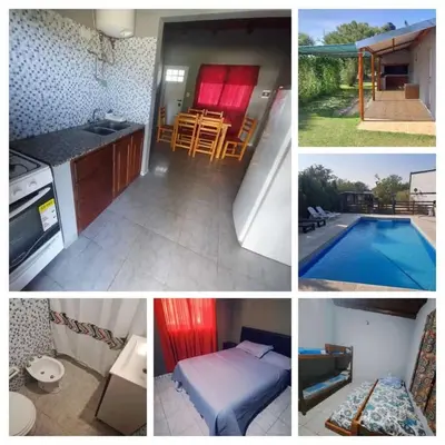 a collage of photos of a kitchen and a house at Susurro de Montaña (TIERRA SANTA) in San Lorenzo