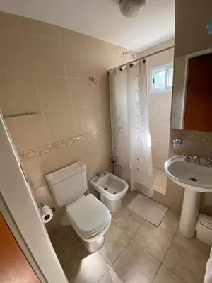 a bathroom with a toilet and a sink at Lo de la Omi in Villa General Belgrano