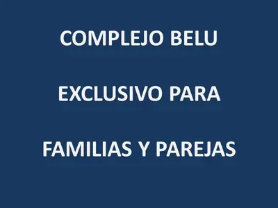 two white words on a blue background at Complejo Belu in Santa Rosa de Calamuchita