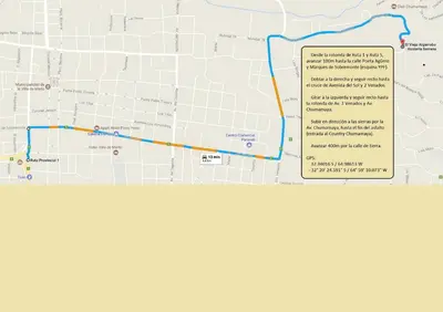 a map of the proposed route for the pipeline at El Viejo Algarrobo - Hosteria Serrana in Merlo
