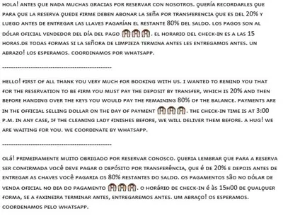 a page of a document with a list of commands at Salguero Residential Apartament in Cordoba