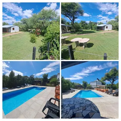 a collage of photos with a pool and a house at Susurro de Montaña in San Lorenzo
