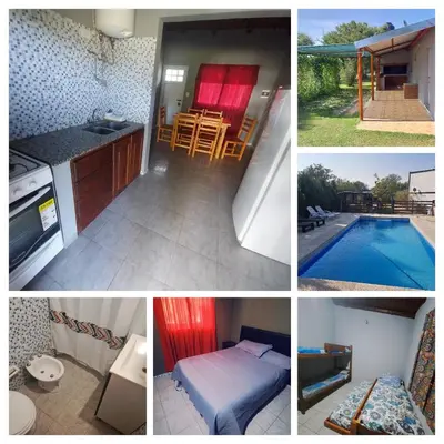 a collage of pictures of a kitchen and a pool at Susurro de Montaña in San Lorenzo