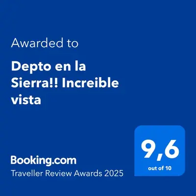 a screenshot of a phone with the text awarded to detto en la stena at Depto en la Sierra!! Barrio Villa del Lago con vista a los Gigantes in Villa Carlos Paz