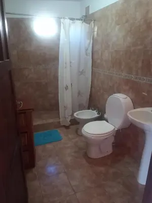 a bathroom with a toilet and a sink and a shower at El Rancho Casa de Campo Exclusiva en Villa de Las Rosas Los impuestos que figuran en la publicación no se cobran in Villa de Las Rosas