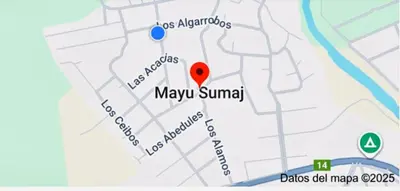 a map of may sun summit with a red marker at Cabaña Los Algarrobos in Villa Icho Cruz