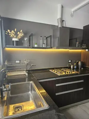 a kitchen with a sink and a stove at LitStay Caseros con cochera in Cordoba