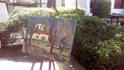 an image of a painting of a house at El Agora in Villa General Belgrano