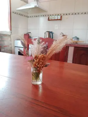 a vase of flowers sitting on top of a table at Tacko Huasi in San Javier