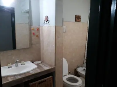 a bathroom with a sink and a toilet at Cabañas La Escondida Casa De Campo 2 in San Antonio de Arredondo