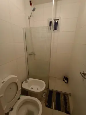 a small bathroom with a toilet and a shower at Cofico Ideal in Cordoba