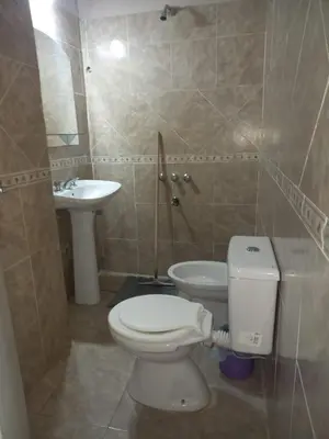 a bathroom with a toilet and a sink at Hotel Belgrano in Villa Carlos Paz