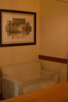 a living room with a couch and a picture at Luna de Alberdi Apart in Cordoba