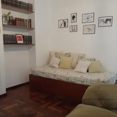 a couch with pillows on it in a living room at Apartamento Obispo Trejo y Sanabria in Cordoba