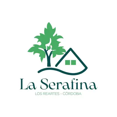 a tree and a house logo at La Serafina in Los Reartes