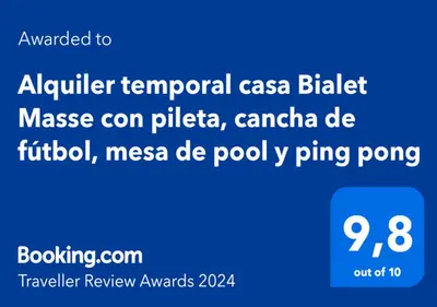 a screenshot of a text message on a cell phone at Alquiler temporal casa Bialet Masse con pileta, cancha de fútbol, mesa de pool y ping pong in Bialet Massé