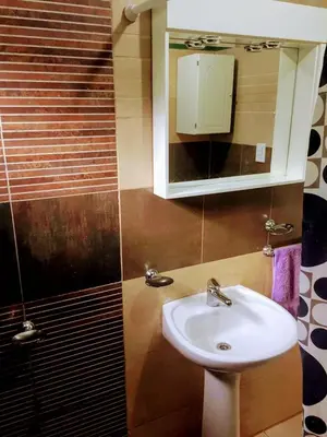 a bathroom with a sink and a mirror at Casa el sueño de Alicia in Villa del Dique