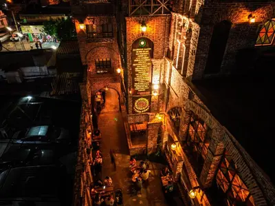 an overhead view of a building at night at Terra Firma Hotel Boutique in Villa Carlos Paz