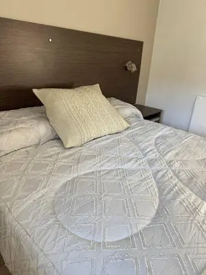 a large white bed with a pillow on it at Brisas del Sur in Villa Carlos Paz