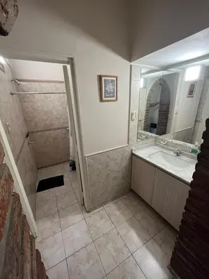 a bathroom with a shower and a sink and a mirror at Apartamento Nuevo Centro in Cordoba