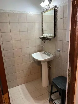 a bathroom with a sink and a mirror at LO DE CAPRETTA in Almafuerte