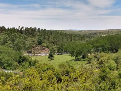 a green field with trees in the background at Bela Vista Casa Serrana, Golpe de Agua in Los Reartes