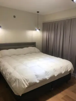 a bedroom with a large white bed with curtains at Dinastie Country in Villa Rumipal