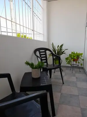 two chairs and a table in a room with plants at CELESTINA in Cordoba