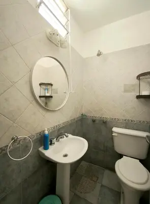 a bathroom with a toilet and a sink and a mirror at CELESTINA in Cordoba