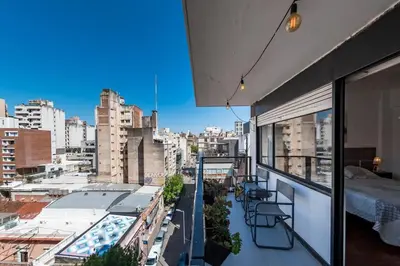 a balcony with a view of a city at Entre Ríos 73 - B Centro in Cordoba