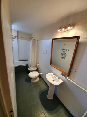 a bathroom with a white toilet and a sink at Dpto Cordoba Capital in Cordoba
