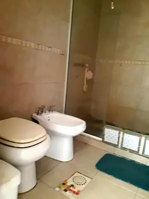 a bathroom with a toilet and a sink and a shower at Casita serrana in Cassaffousth